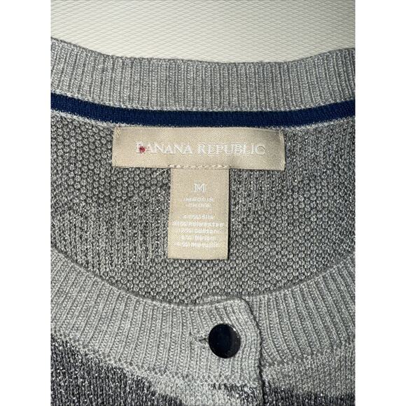 Banana Republic Cardigan Sweater Women's Medium Gray Zebra Stripe Silk - Picture 2 of 5